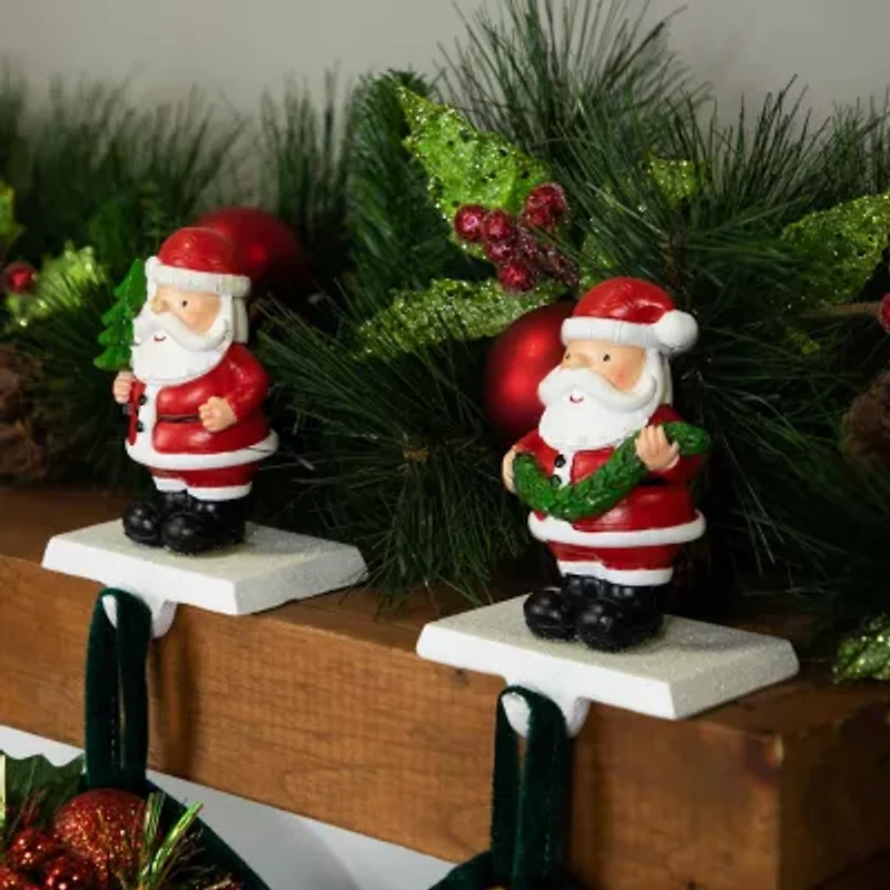 Northlight 4.75" Santa Stocking Holders 2-pc. Christmas Stocking Holder
