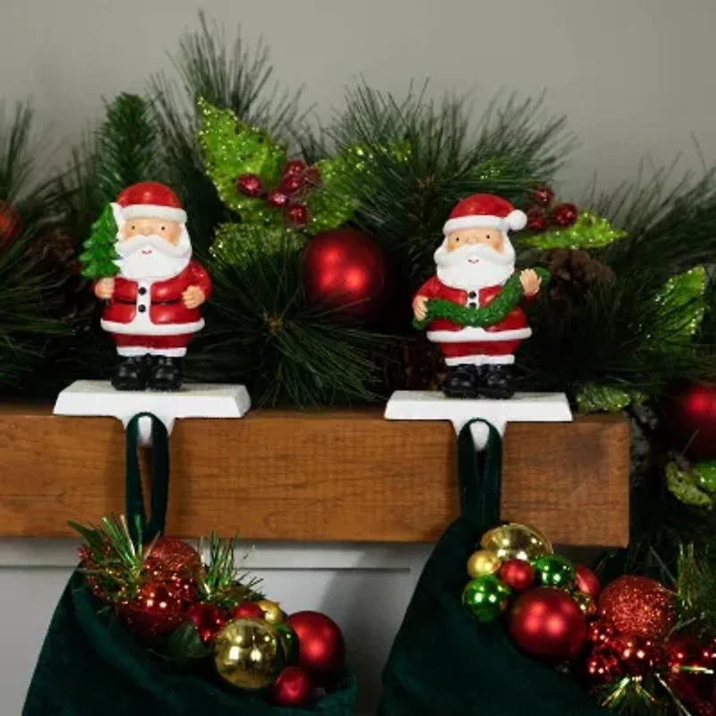 Northlight 4.75" Santa Stocking Holders 2-pc. Christmas Stocking Holder