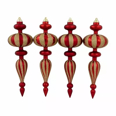 Northlight 14" Shatterproof Finial 4-pc. Christmas Ornament