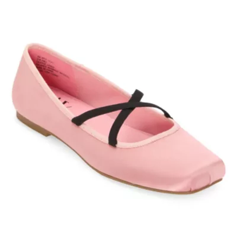 Worthington Lilac Womens Square Closed Toe Ballet Flats