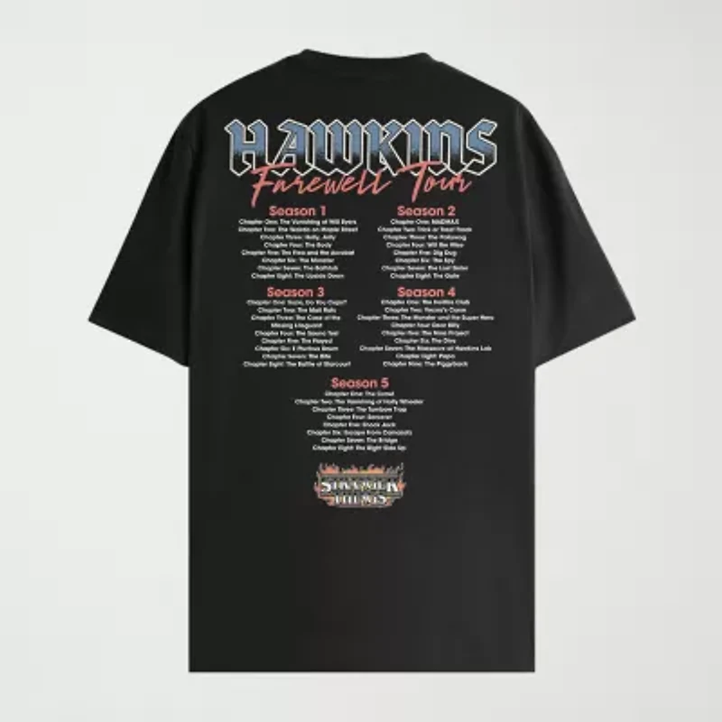 Novelty Mens Crew Neck Short Sleeve Regular Fit Stranger Things Graphic T-Shirt