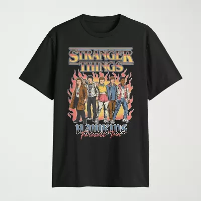 Novelty Mens Crew Neck Short Sleeve Regular Fit Stranger Things Graphic T-Shirt