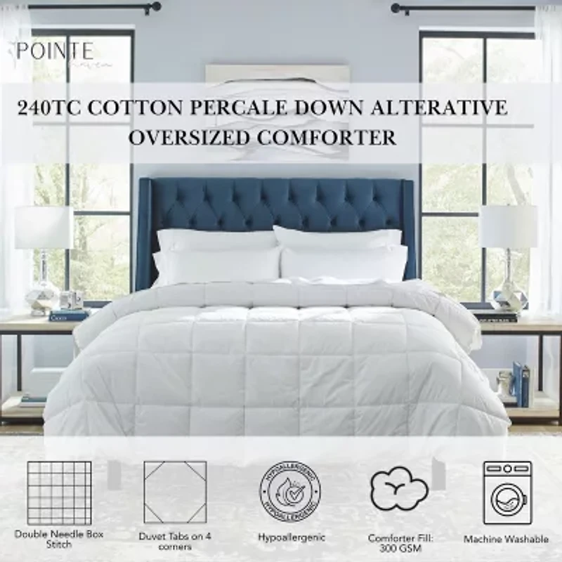 Pointehaven Cotton Percale Oversized Down Alternative Midweight Hypoallergenic Comforter