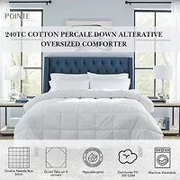 Pointehaven Cotton Percale Oversized Down Alternative Midweight Hypoallergenic Comforter