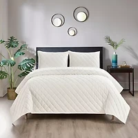 Pointehaven Velvet Diamond Design Oversized Quilt Set