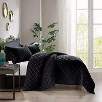 Pointehaven Velvet Diamond Design Oversized Quilt Set