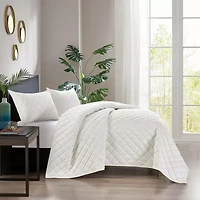 Pointehaven Velvet Diamond Design Oversized Quilt Set