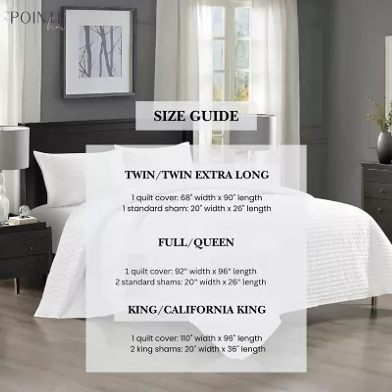 Pointehaven Velvet Diamond Design Oversized Quilt Set