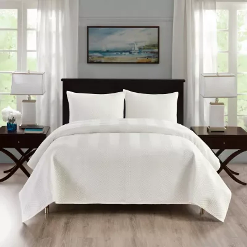 Pointehaven Velvet Chevron Design Oversized Quilt Set