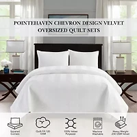 Pointehaven Velvet Chevron Design Oversized Quilt Set