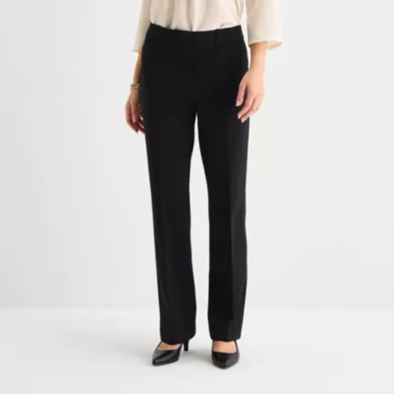 Liz Claiborne Emma Ponte Womens Straight Mid Rise Pull-On Pant