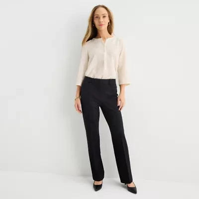 Liz Claiborne Emma Ponte Womens Straight Mid Rise Pull-On Pant