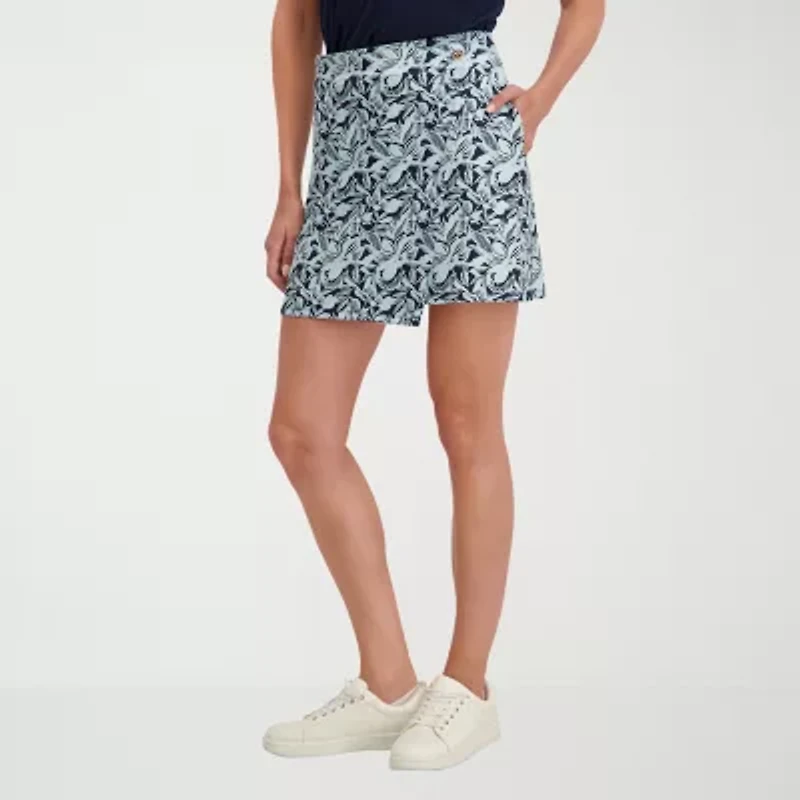 Stella Parker Womens 17" Mid Rise Stretch Fabric Knit Skort