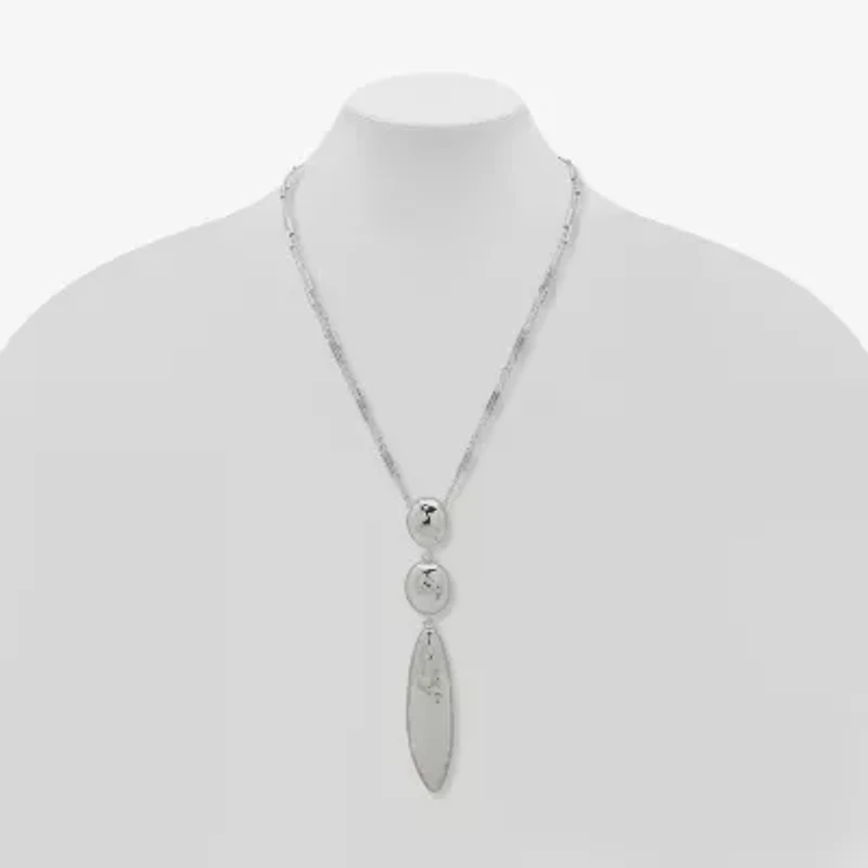 Worthington Silver Tone Womens 34 Inch Pendant Necklace