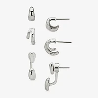 Worthington Silver Tone Womens 3 Pair Earring Set