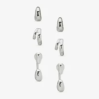 Worthington Silver Tone Womens 3 Pair Earring Set