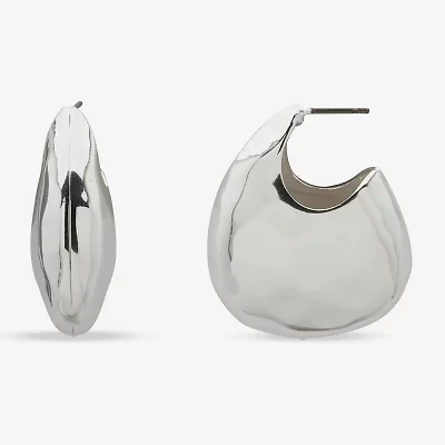 Worthington Silver Tone Womens 35.3mm Hoop Earrings