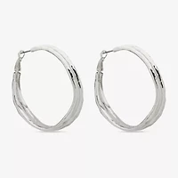 Worthington Silver Tone Womens 49.2mm Hoop Earrings