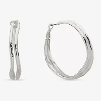Worthington Silver Tone Womens 49.2mm Hoop Earrings