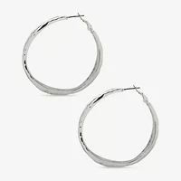 Worthington Silver Tone Womens 49.2mm Hoop Earrings