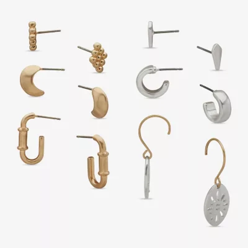 a.n.a Two Tone Womens 6 Pair Earring Set