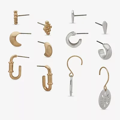 a.n.a Two Tone Womens 6 Pair Earring Set