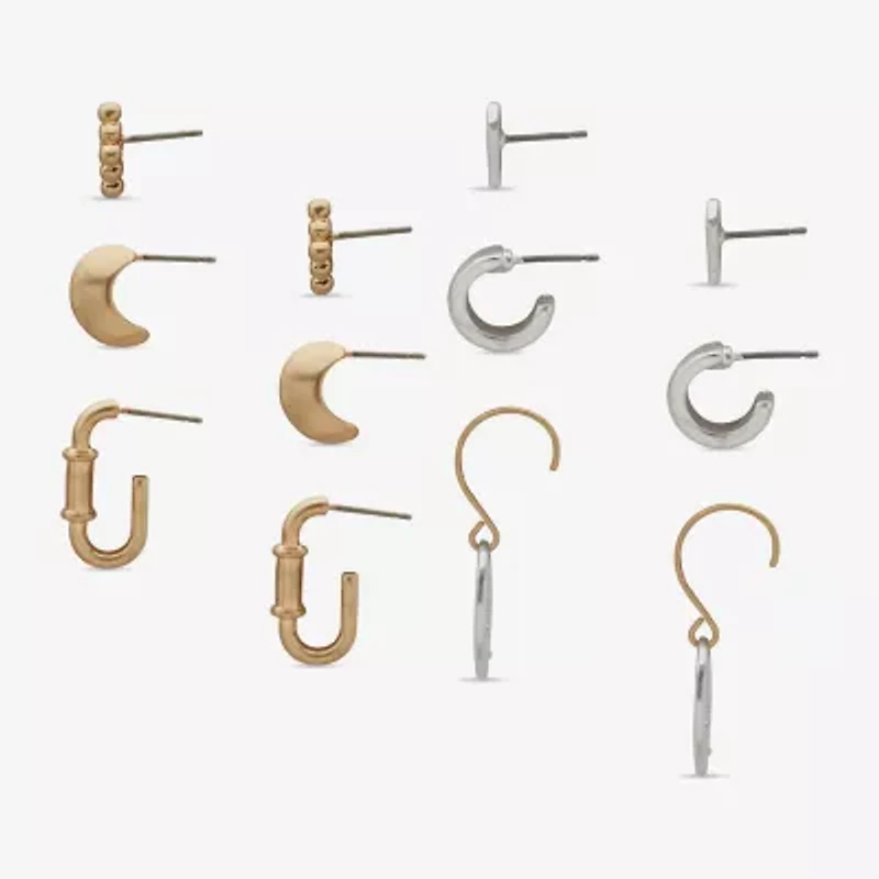 a.n.a Two Tone Womens 6 Pair Earring Set