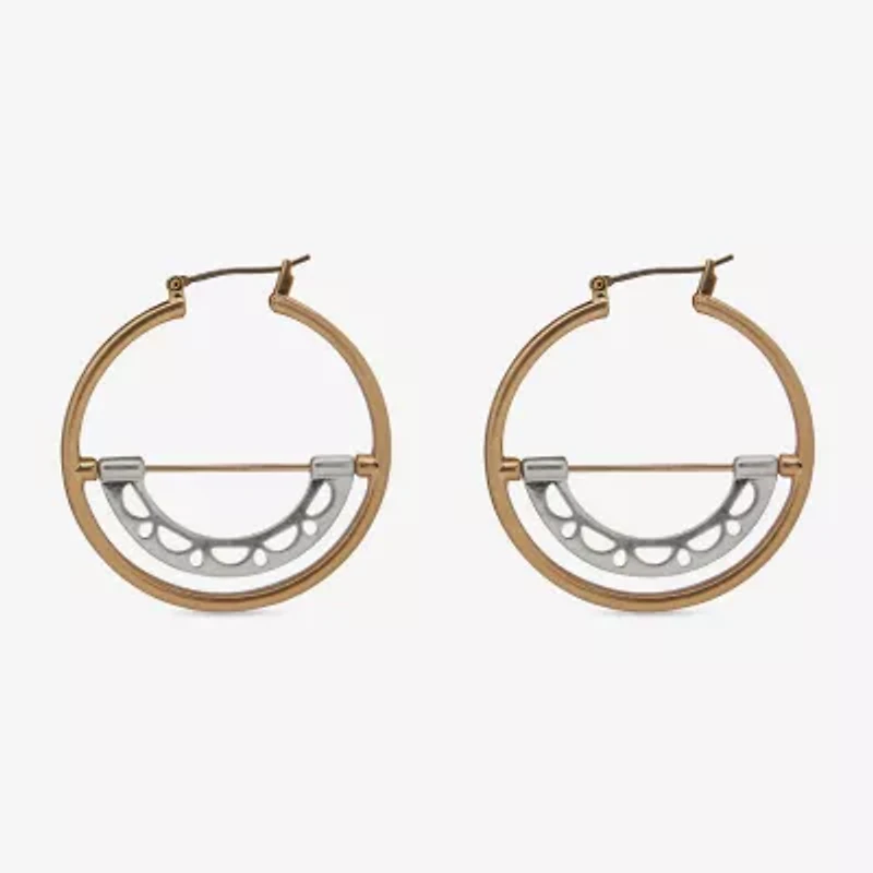 a.n.a Two Tone Womens 42.4mm Hoop Earrings