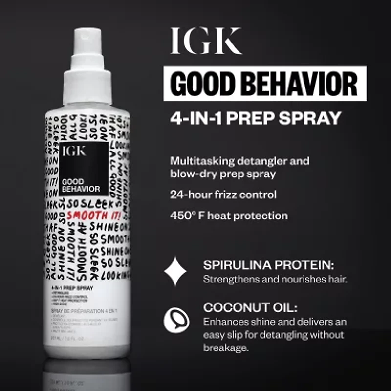 IGK Good Behavior 4-In-1 Prep Travel Size Styling Product 6.2 oz.