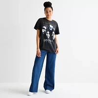 Womens Juniors Crew Neck Short Sleeve Oversized Harry Potter Graphic T-Shirt