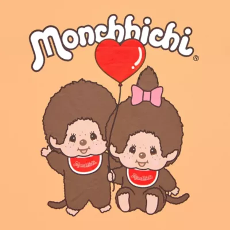 Monchichi Boyfriend Tee Womens Juniors Crew Neck Short Sleeve Oversized Graphic T-Shirt