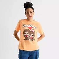 Monchichi Boyfriend Tee Womens Juniors Crew Neck Short Sleeve Oversized Graphic T-Shirt