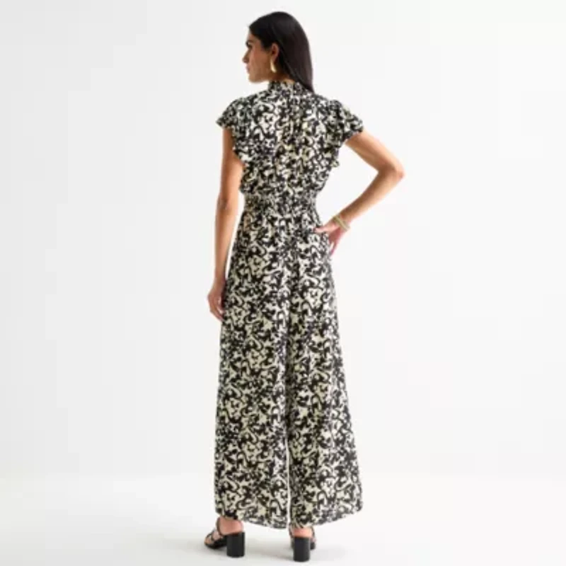 MSK Womens Mock Neck Short Sleeve Jumpsuit