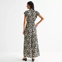 MSK Womens Mock Neck Short Sleeve Jumpsuit