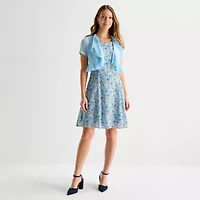 Perceptions Womens Embroidered Floral Jacket Dress