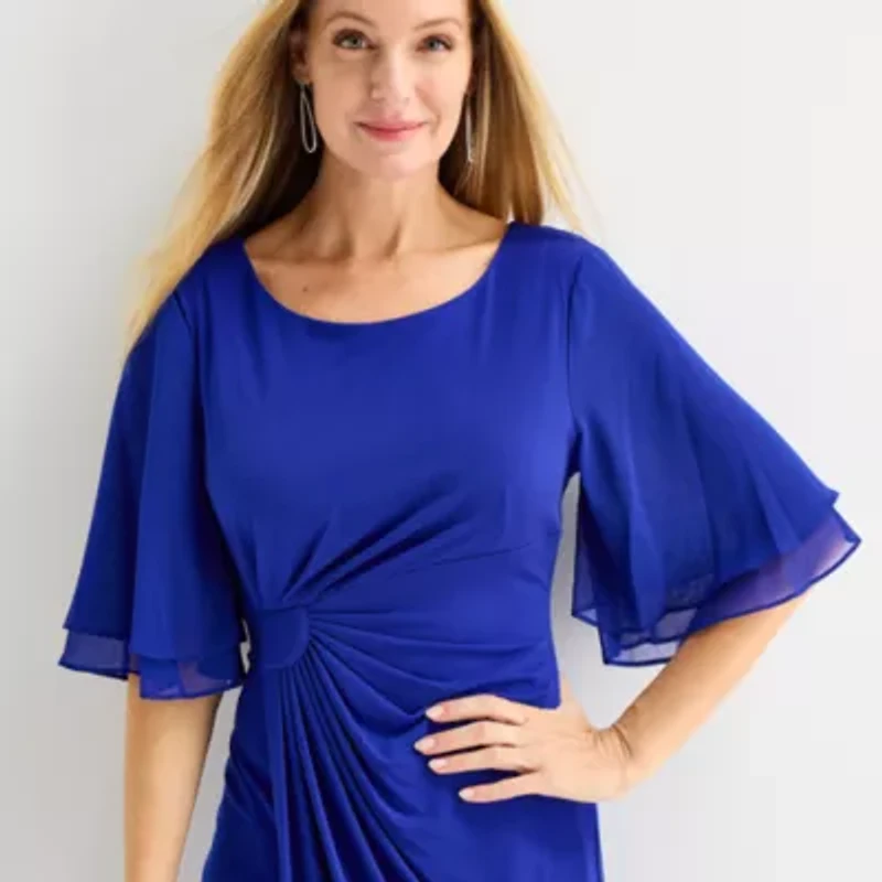 Connected Apparel Womens 3/4 Sleeve Sheath Dress