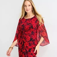 Connected Apparel Womens 3/4 Sleeve Floral Sheath Dress
