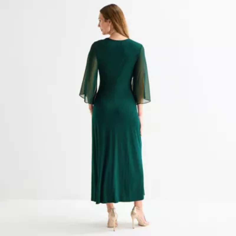 Connected Apparel Womens 3/4 Sleeve Midi Sheath Dress