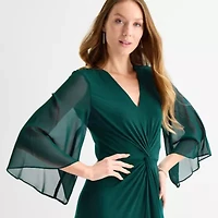 Connected Apparel Womens 3/4 Sleeve Midi Sheath Dress