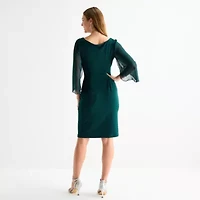 Connected Apparel Womens 3/4 Sleeve Sheath Dress