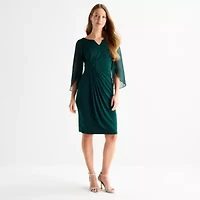 Connected Apparel Womens 3/4 Sleeve Sheath Dress
