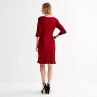 Connected Apparel Womens 3/4 Sleeve Sheath Dress