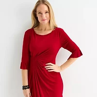 Connected Apparel Womens 3/4 Sleeve Sheath Dress
