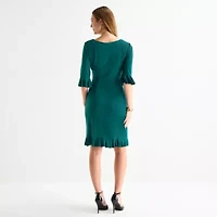Connected Apparel Womens 3/4 Sleeve Sheath Dress