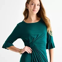 Connected Apparel Womens 3/4 Sleeve Sheath Dress