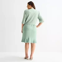 Maya Brooke Womens Plus Pearl Trim Jacket Dress