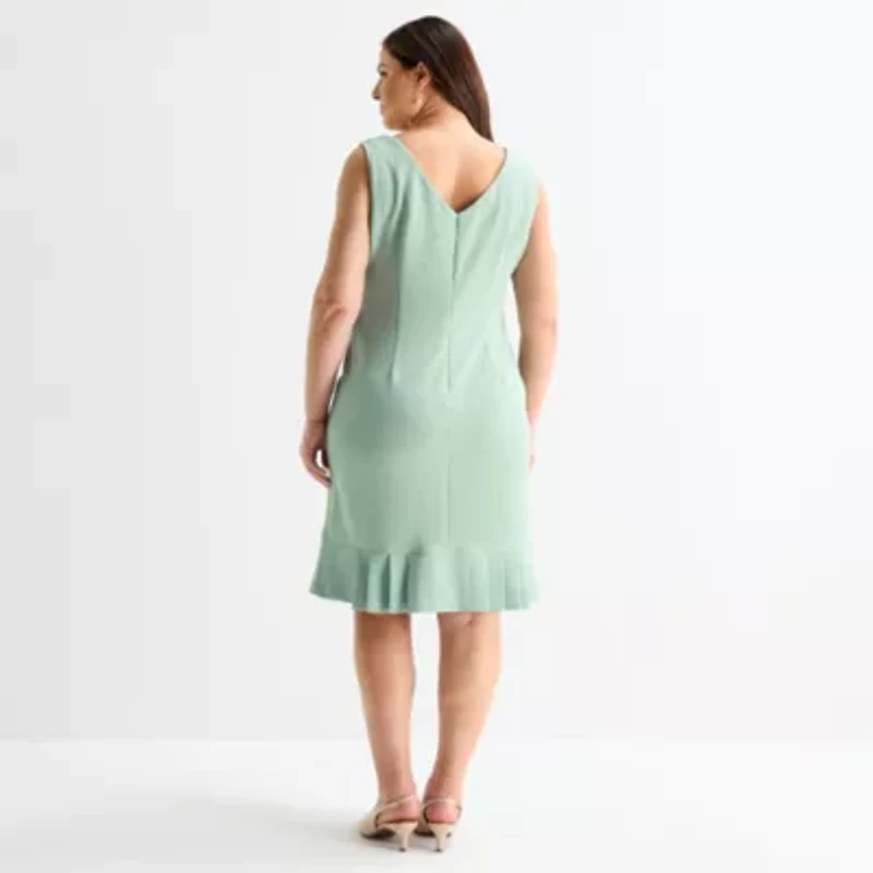 Maya Brooke Womens Plus Pearl Trim Jacket Dress