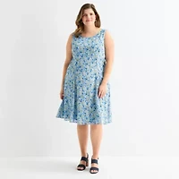 Perceptions Womens Plus Embroidered Floral Jacket Dress