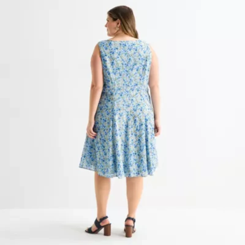 Perceptions Womens Plus Embroidered Floral Jacket Dress