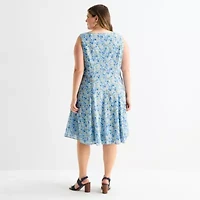 Perceptions Womens Plus Embroidered Floral Jacket Dress